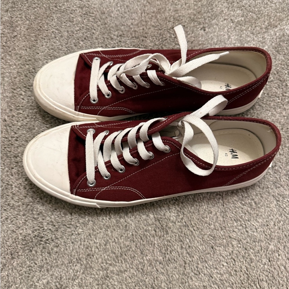 H&M Maroon and Cream Casual Sneakers